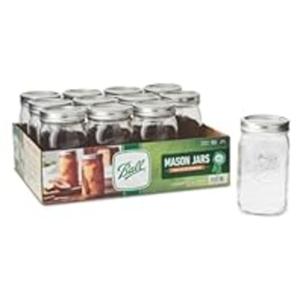 Ball - 32oz Wide Mouth Jars with Lids & Bands 12 Pack Jars, Large Glass Mason Jar for Food Storage with airtight Lid, 0.25 Gallon Glass Jar with Lid and Bands, Set of 12