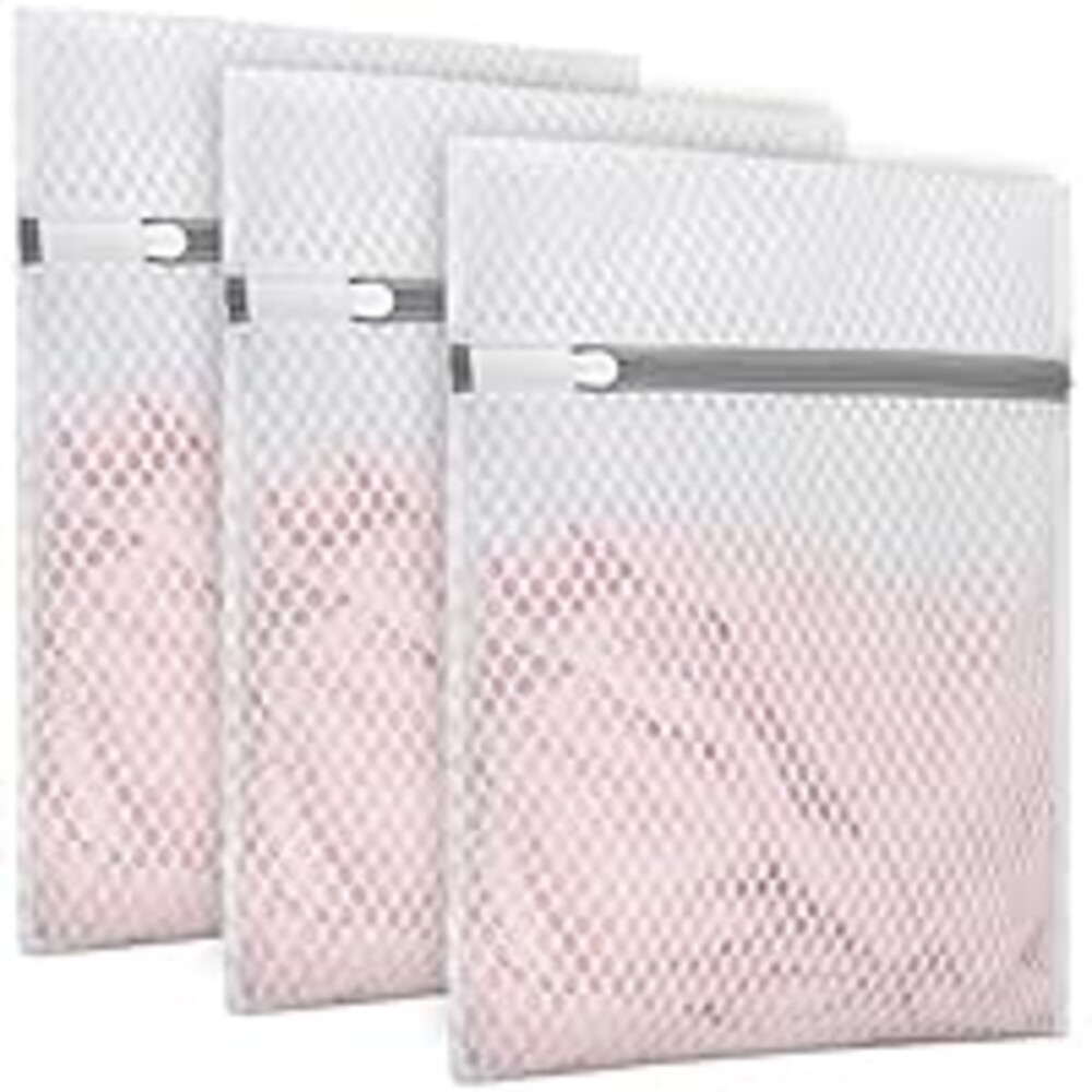 Muchfun 3Pcs Durable Honeycomb Mesh Laundry Bags for Delicates 9 x 12 Inches (3 Small)