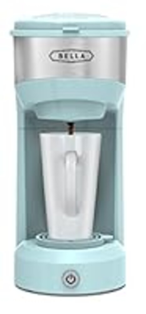 BELLA Dual Brew Single Serve Coffee Maker, Brews both Kcup and Ground Coffee, Large 14oz Capacity, Easy One Touch, Auto Shutoff, Aqua