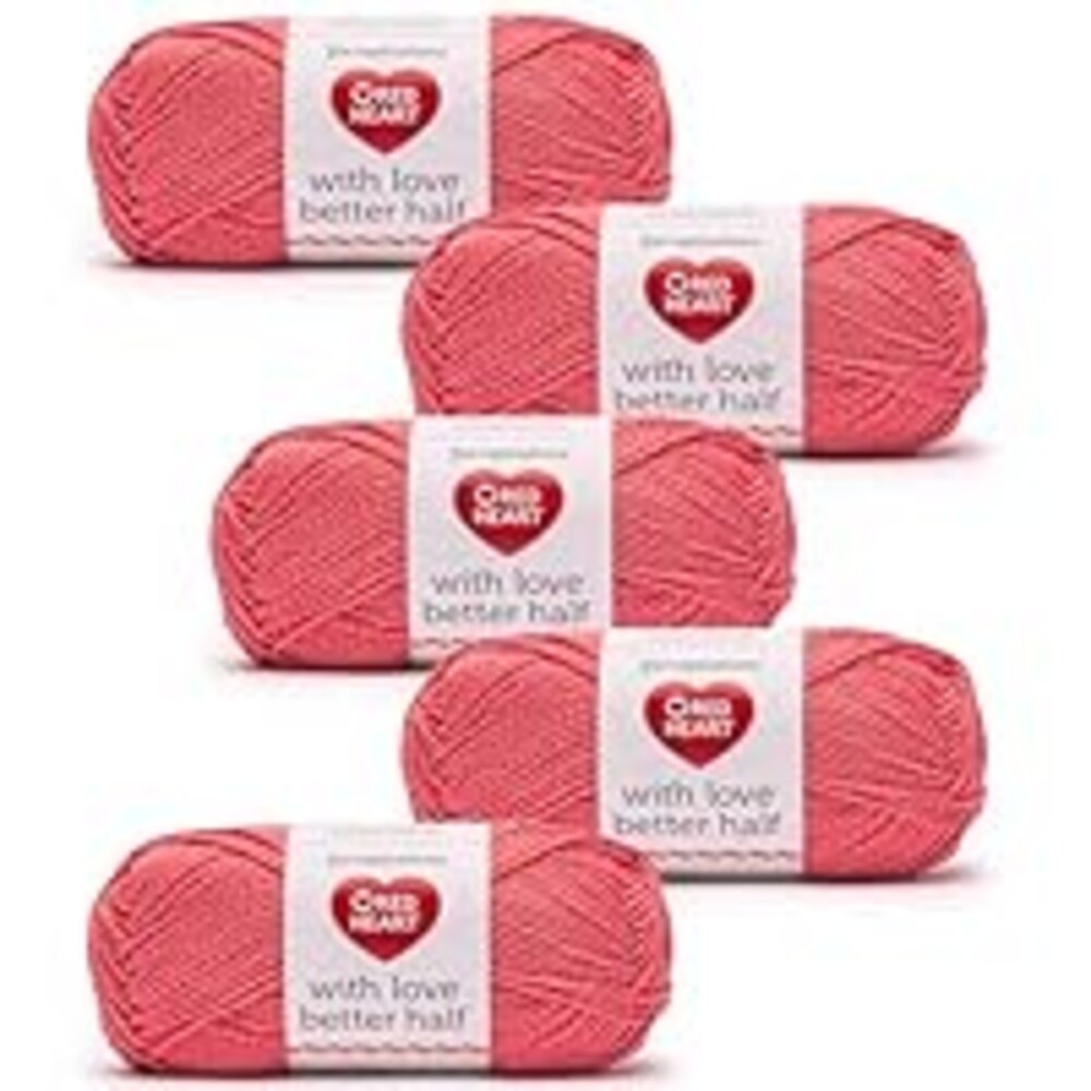 Red Heart with Love Better Half Hibiscus Yarn - 5 Pack of 100g/3.5oz - 50% Acrylic 50% Cotton - #4 Worsted (Medium) - 174 Yards - Knitting/Crochet