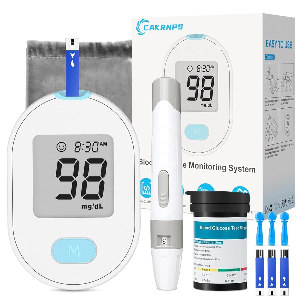 Blood Glucose Monitor Kit, Blood Sugar Testing kit with 50 Blood Sugar Test Strips, 50 Painless 33G Lancets, 1 Blood Glucose Meter, 1 Lancing Device, Medical Accuracy, 5-Second Results, No Coding & Auto Eject, Glucometer Kit for Diabetes Testing for Home/