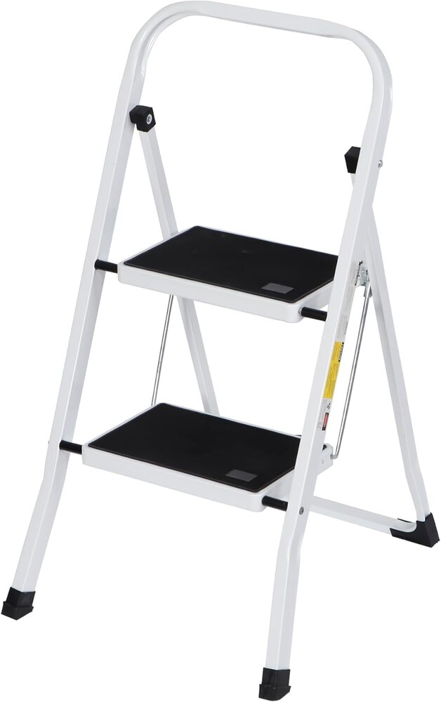 Simpli-Magic Step Ladder, 2 Step Stool Ergonomic Foldable with Wide Anti-Slip Pedal, Multi-Use for Household, Kitchen and Office (300 LBS Capacity)