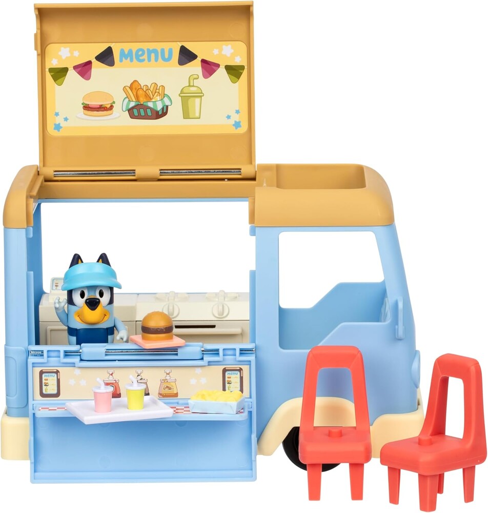 Bluey Let’s Play Chef Food Truck Playset, Convertible Food Truck Toy with 3” Articulated Apron Figure, Play Restaurant for Kids of Ages 3+