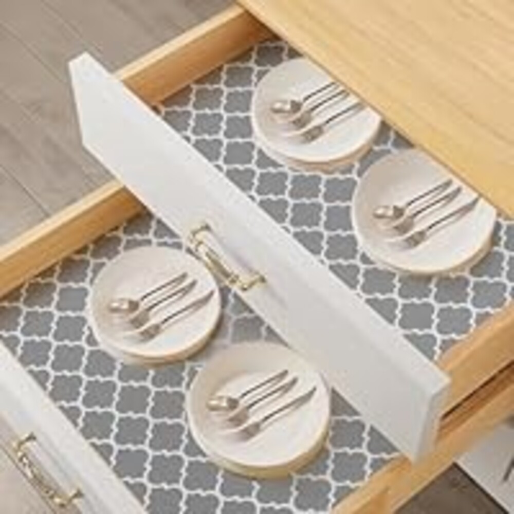 Moriah Shelf Liner Non Adhesive, Kitchen Drawer Liner Non Slip Waterproof Thickened Cabinet Protector for Bathroom Dresser Shelves Pantry(Grey,17.5'' x 20')