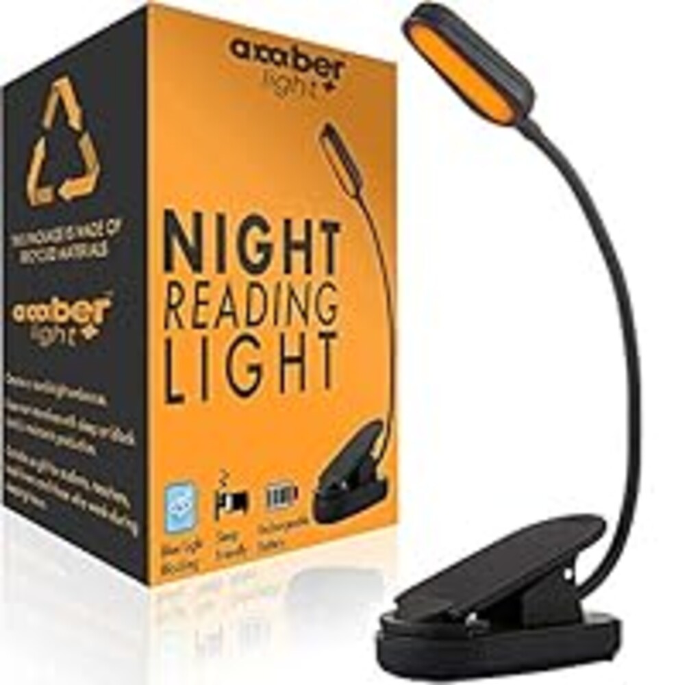 Amber Light + Giftable Amber Book Light - Blue Light Blocking - Night Reading Booklight Store. Rechargeable. 1600K for Reading in Bed at Night. Perfect as a Giftable Kindle Light and LED Book Light.