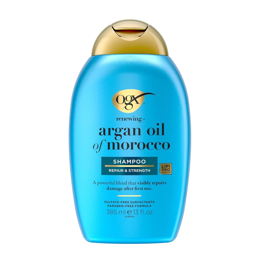 OGX Renewing + Argan Oil of Morocco Shampoo, Damage Repairing Shampoo & Argan Oil to Help Strengthen & Repair Dry, Damaged Hair, Paraben-Free, Sulfate-Free Surfactants, 13 fl. Oz