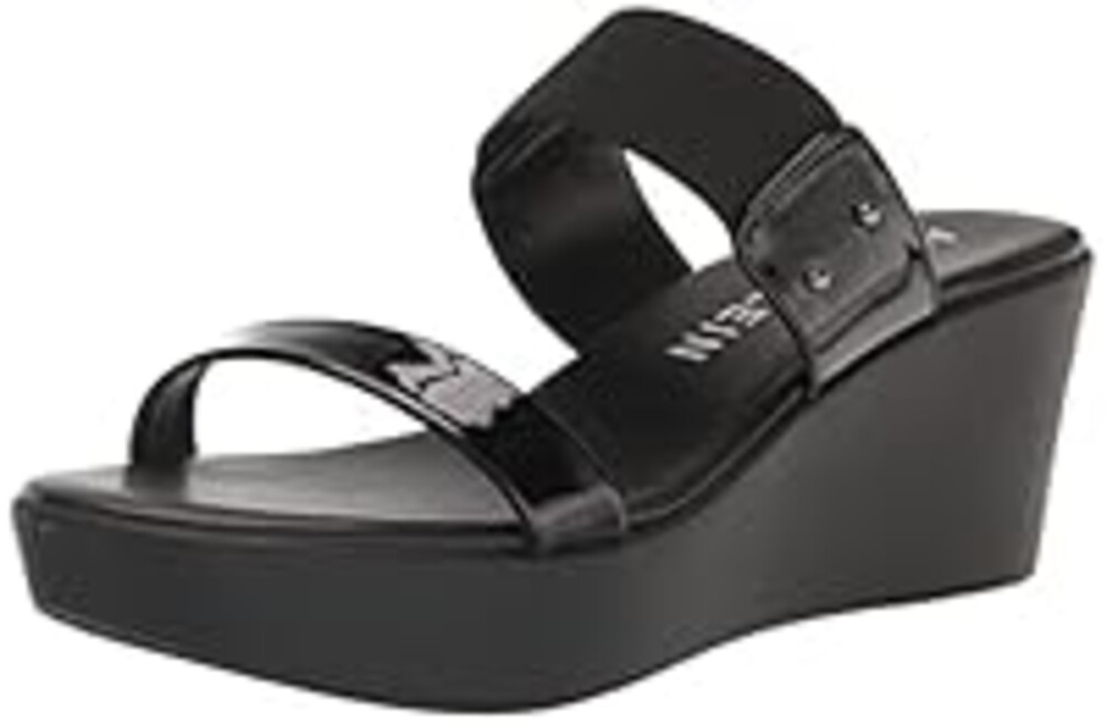 Anne Klein Womens Parker Wedge Sandal, Black, 10