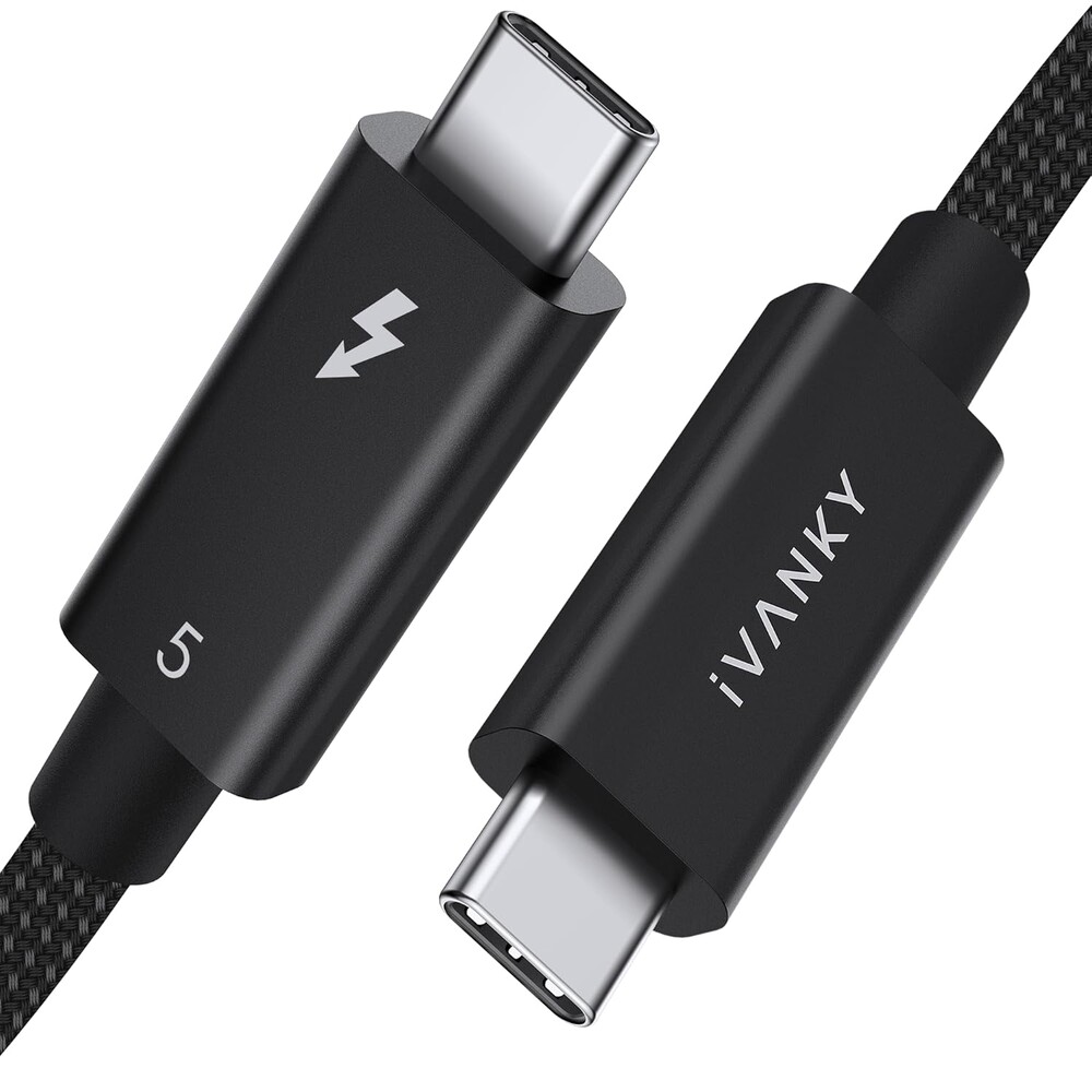 IVANKY | Intel Certified | Thunderbolt 5 Cable 3.3ft, up to 120Gbps and 240W, Premium Braided Thunderbolt Cable 80Gbps, Compatible with Thunderbolt 4/3, USB4, MacBook M4 Pro, iPhone 17/16/15-3.3FT