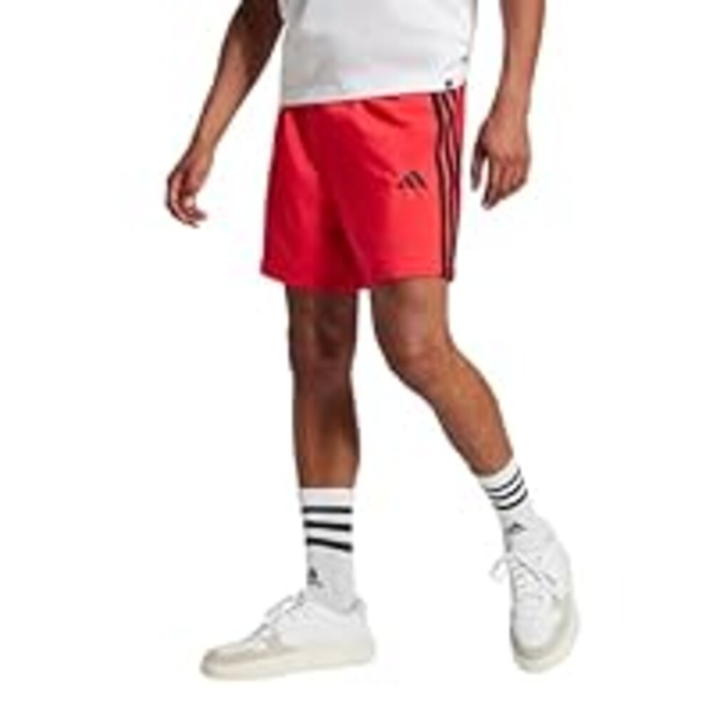 Adidas Men's Essentials 3-Stripes Chelsea 7-Inch Sportswear Shorts, Pure Ruby/Black, Medium/Tall