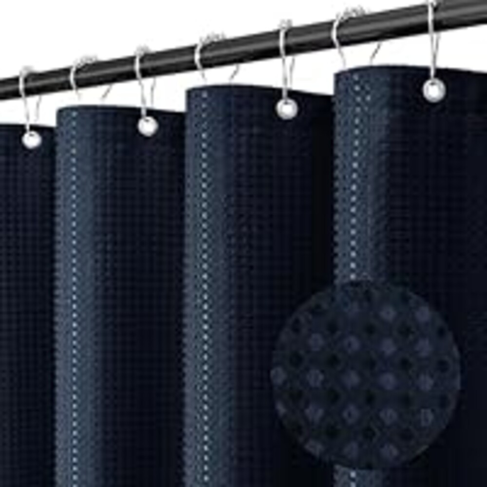 Final Friday Blue Shower Curtain Fabric, Waffle Shower Curtains for Bathroom, Hotel Luxury Cloth Bath Curtain Boho Bathroom Decor Set with Grommets Washable No Hooks 72 x 72 Inch