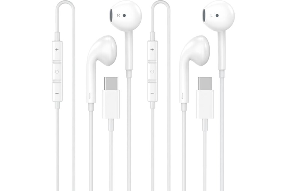 [Apple MFi Certified] USB C Headphones for iPhone 17 16 15, 2 Pack Wired Headphones USB C with Built-in Remote to Control Mus