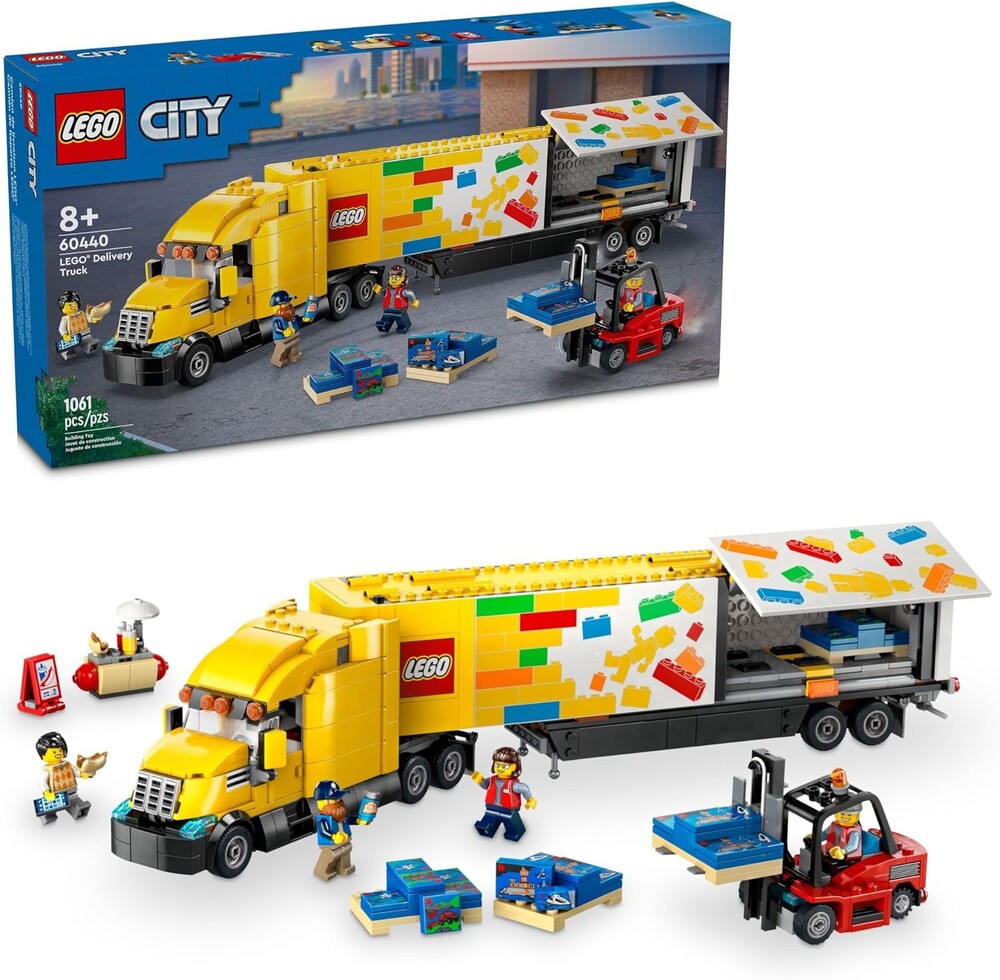 LEGO City Yellow Delivery Truck Toy - Semi Truck Building Toy for Boys & Girls, Ages 8+ Years - Gift for Birthdays - Pretend Play W/ 3 Minifigures - 60440