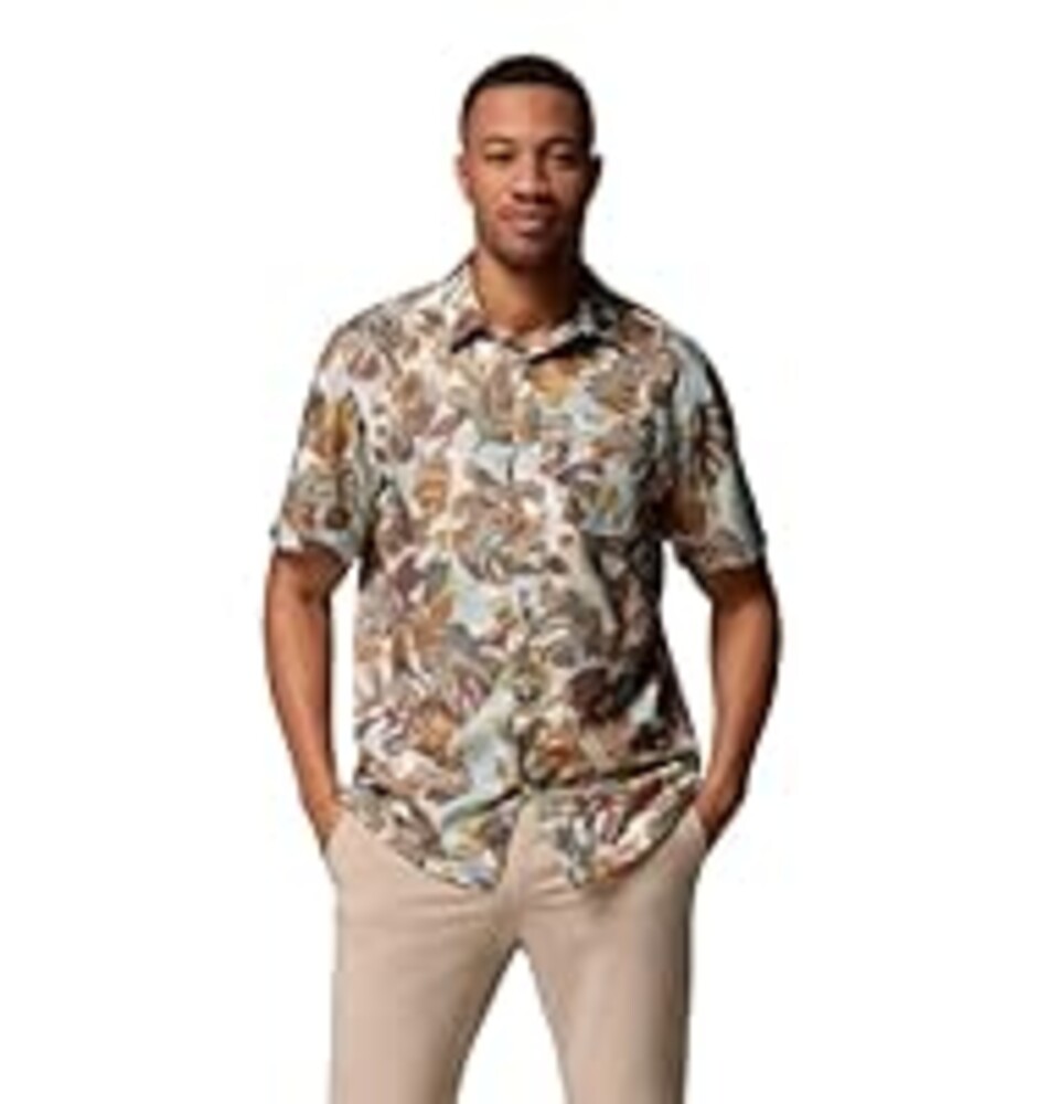 Columbia Mens PFG Super Slack Tide Camp Shirt, Crushed Blue Ikat Palms, 5X Tall