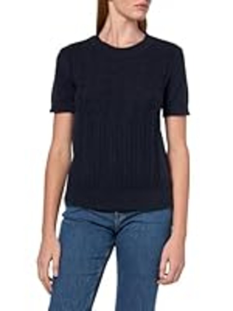 Nautica Women's Jeans Cable Short Sleeve Pullover Sweatshirt, Night Sky, Medium