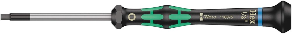 Wera 05118075001 Kraftform Micro 2054 Hexagon Electronics Precision Screwdriver, 1/8" Head, 60mm Blade Length