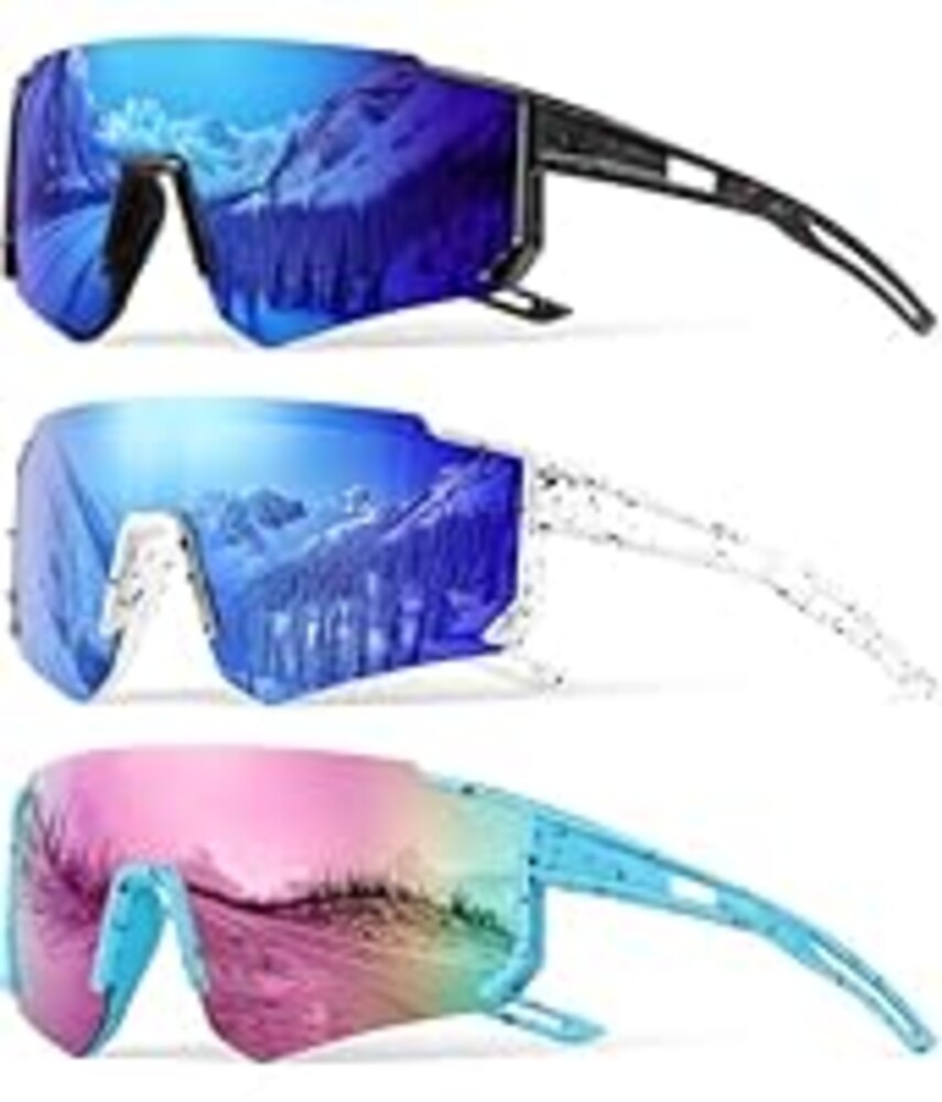 Bziia 3PACK Kids Sunglasses Youth Baseball Sunglasses for Boys Girls Age 4-12,Softball Sports Cycling Goggles UV Protection