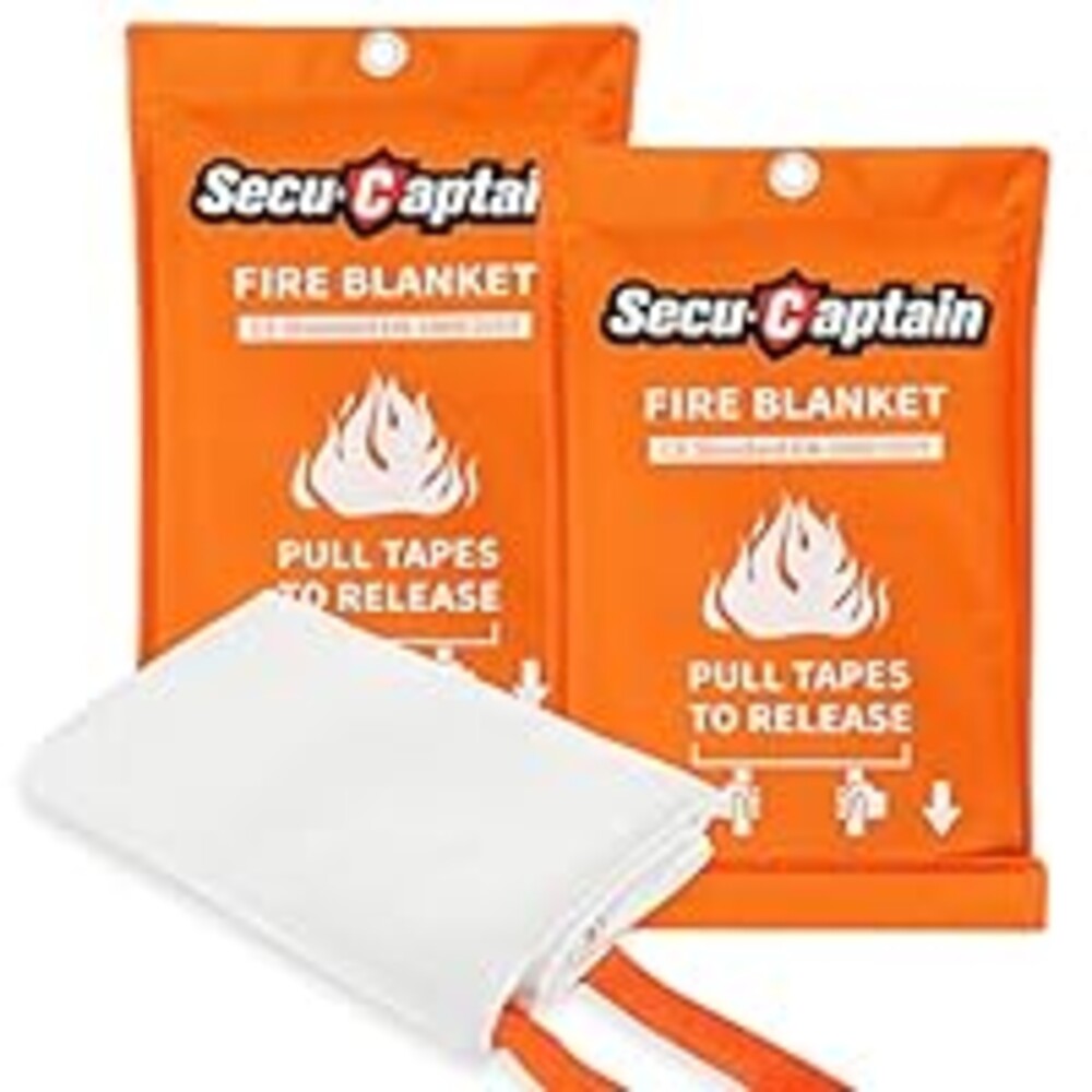 SecuCaptain Emergency Fire Blanket for Home Kitchen - 2 Pack 40"x40" Flame Suppression Fiberglass Fire Blankets for House Camping Car Office Warehouse Survival Safety