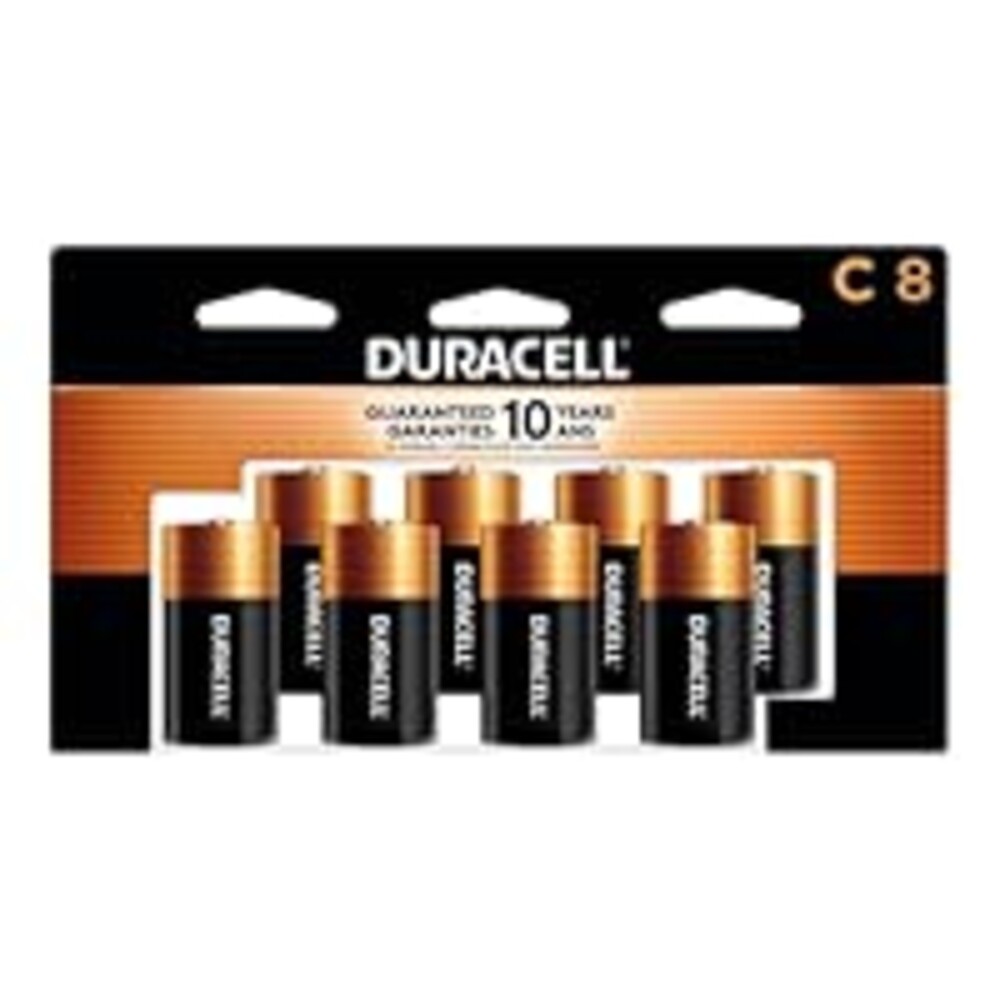 Duracell Coppertop C Batteries, 8 Count Pack, C Battery with Long-lasting Power, All-Purpose Alkaline C Battery for Household and Office Devices