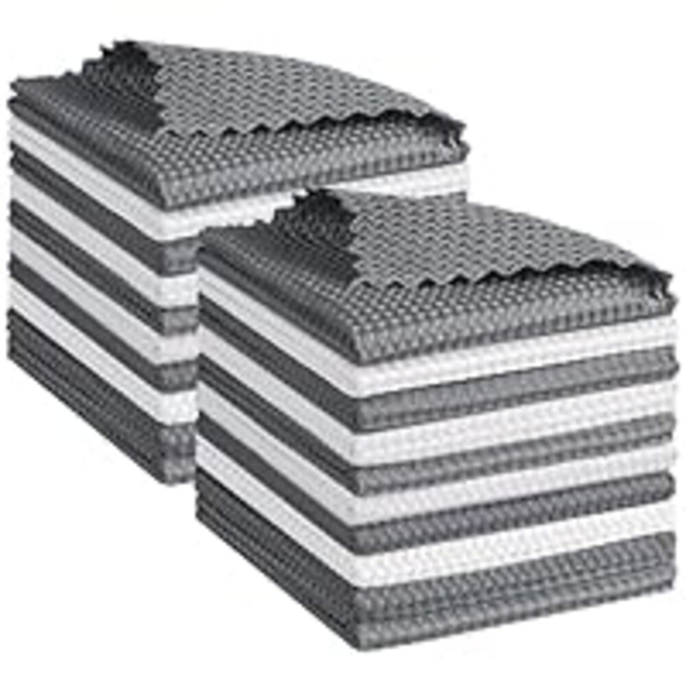 GLIMGLINT Waffle Weave Microfiber Towel,Lint Free Microfiber Cleaning Cloth for Household,Reusable Dish Towels,20Pack,11.5x11.5 Inch, (12 Grey, 8 White)