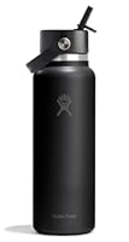 Hydro Flask Water Bottle - Insulated Stainless Steel - Wide Straw Lid, Non Spill, Leakproof in 40 Oz Tonal Black