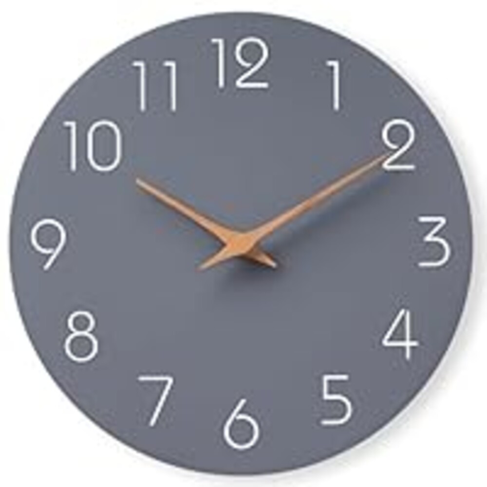 Mosewa Wall Clock 8 Inch Gray Battery Operated Silent Non Ticking Simple Modern Clock Decorative for Bedroom Living Room Kitchen Home Bathroom Office