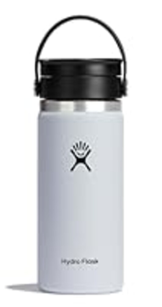 Hydro Flask Water Bottle - Insulated Stainless Steel - Wide Mouth Flex Lid, Non Spill, Leakproof and Refillable in 16 Oz White