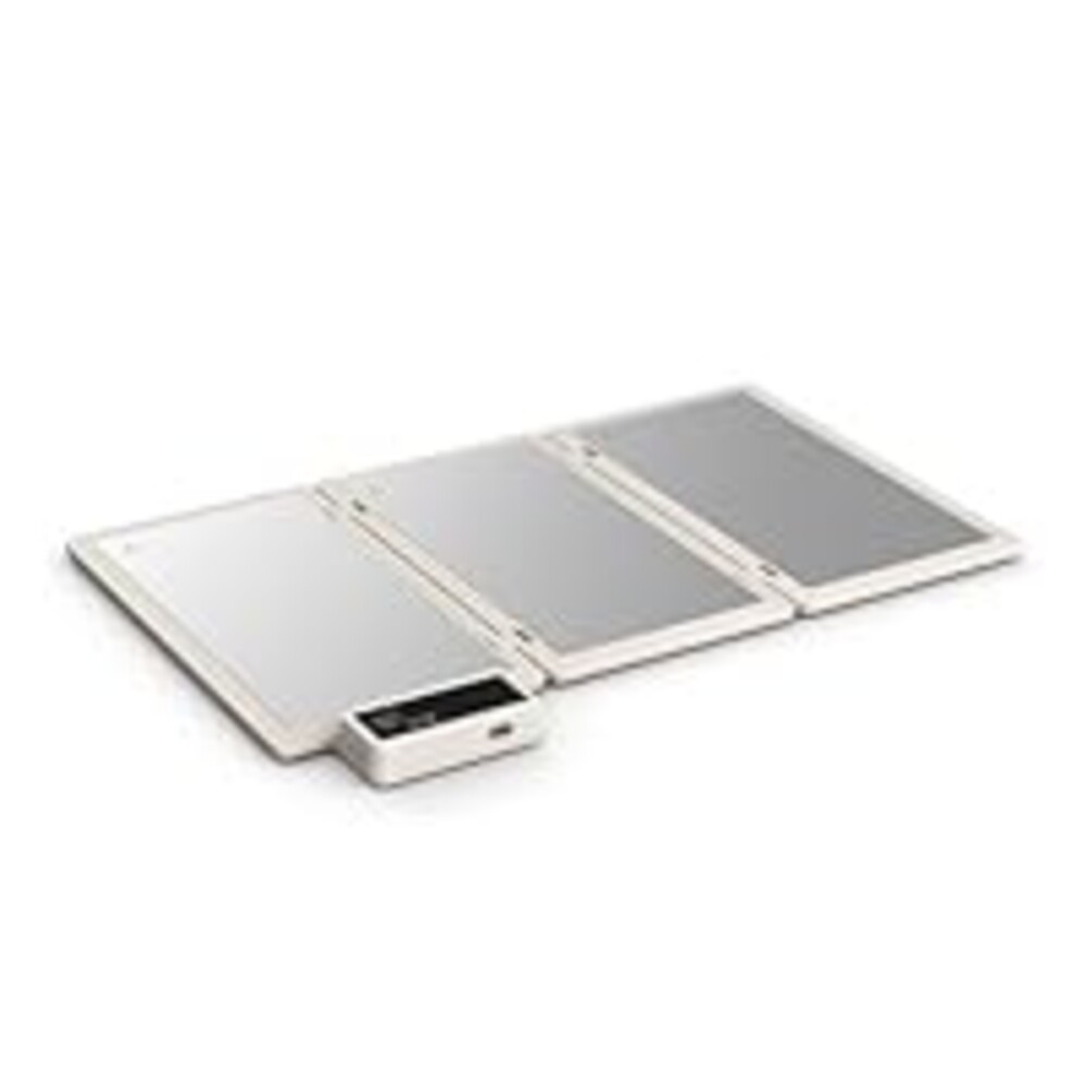 bella Fold & Store Warming Tray, Fits-anywhere Kitchenware, Touchscreen Controls w Adjustable Temperature & Timer, 24.8” to 8.3” wide, Auto Shutoff & Stainless Steel Warming Pads, 300 Watt, Oatmilk