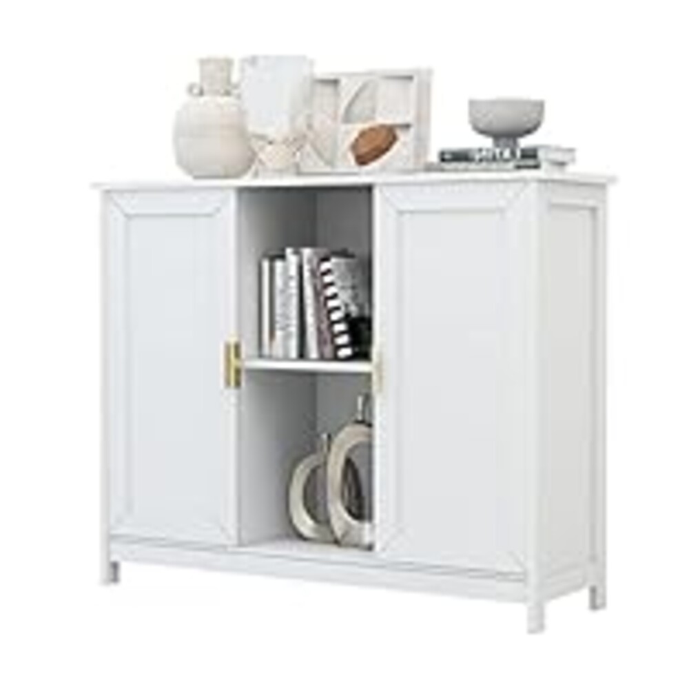TaoHFE White Buffet Cabinet with Storage,Wooden Narrow Sideboard Entryway Cabinets,Modern White Cabinet with Doors Credenza