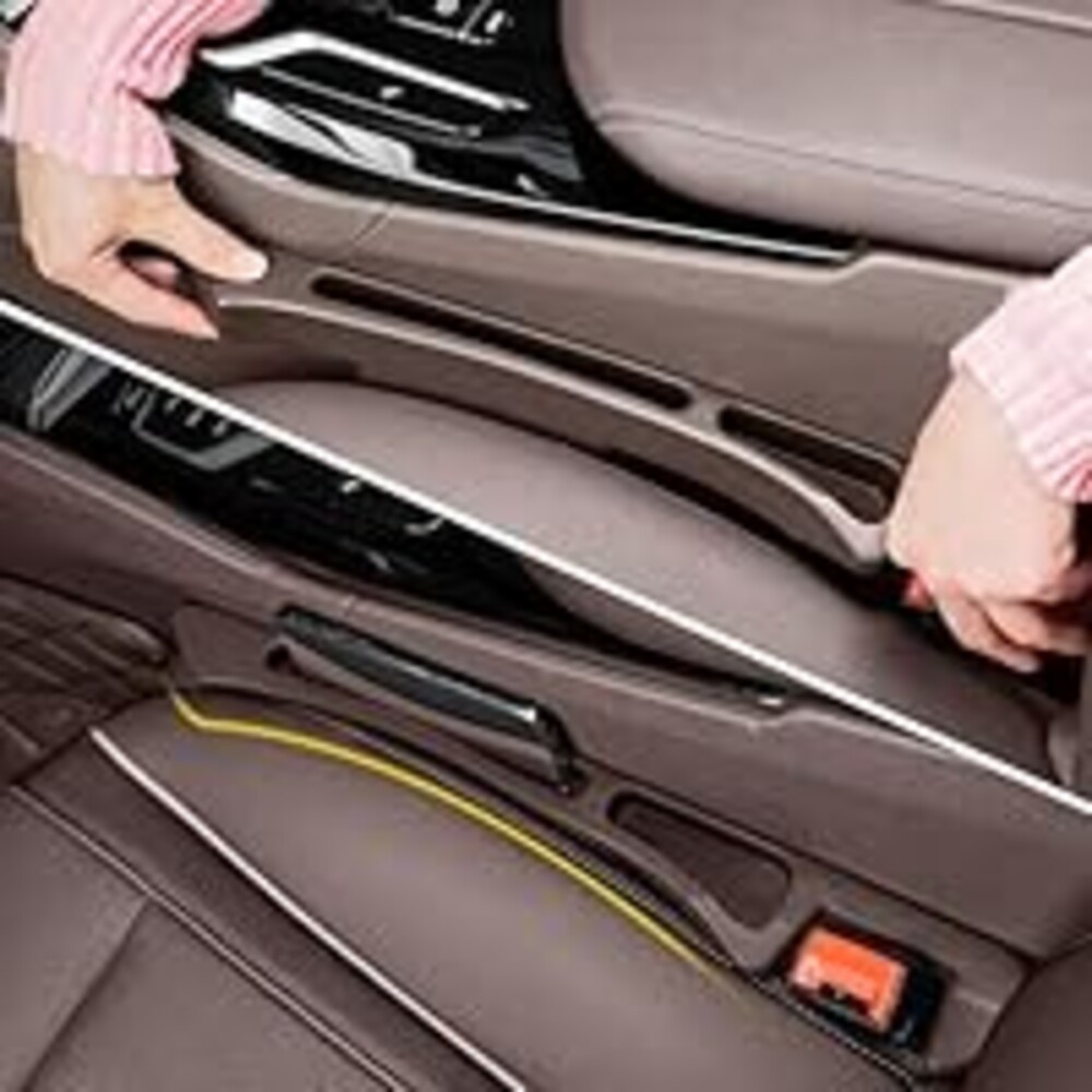 GPKJQZS Car Seat Gap Filler Organizer with Dual Slots, 2 Pack Anti-Drop Storage Solution for Car SUV Truck - Prevents Phone, Keys, Wallet from Falling Between Seats (Brown)