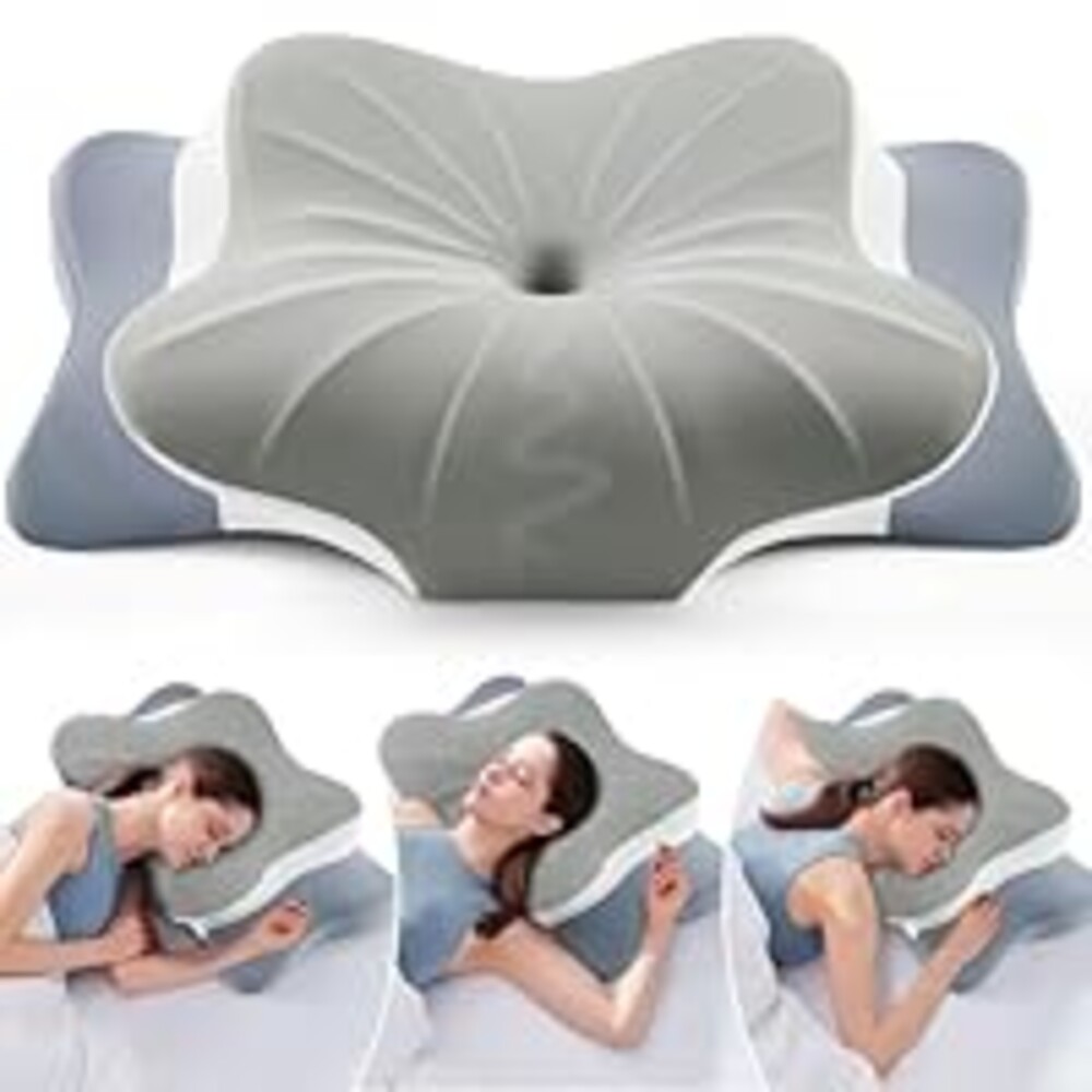DONAMA Cervical Pillow for Neck and Shoulder Pain Relief, Cooling Contour Memory Foam Pillow, Dual-Height Ergonomic Neck Support Pillow for Side Back Stomach Sleepers with Removable Pillowcase
