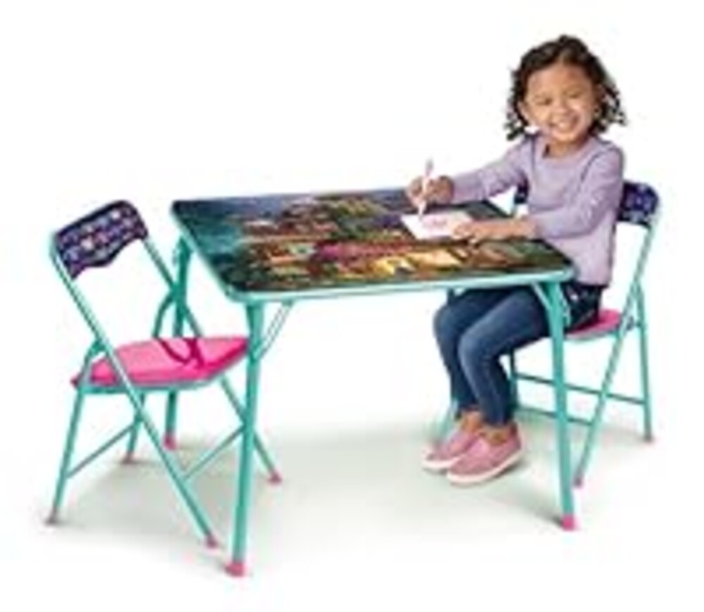 Disney Encanto Kids Table & Chair Set –Folding Activity Table with 2 Chairs for Toddlers and Kids Ages 3–7, Durable Metal Frame, 70 lb Weight Limit, Easy Assembly