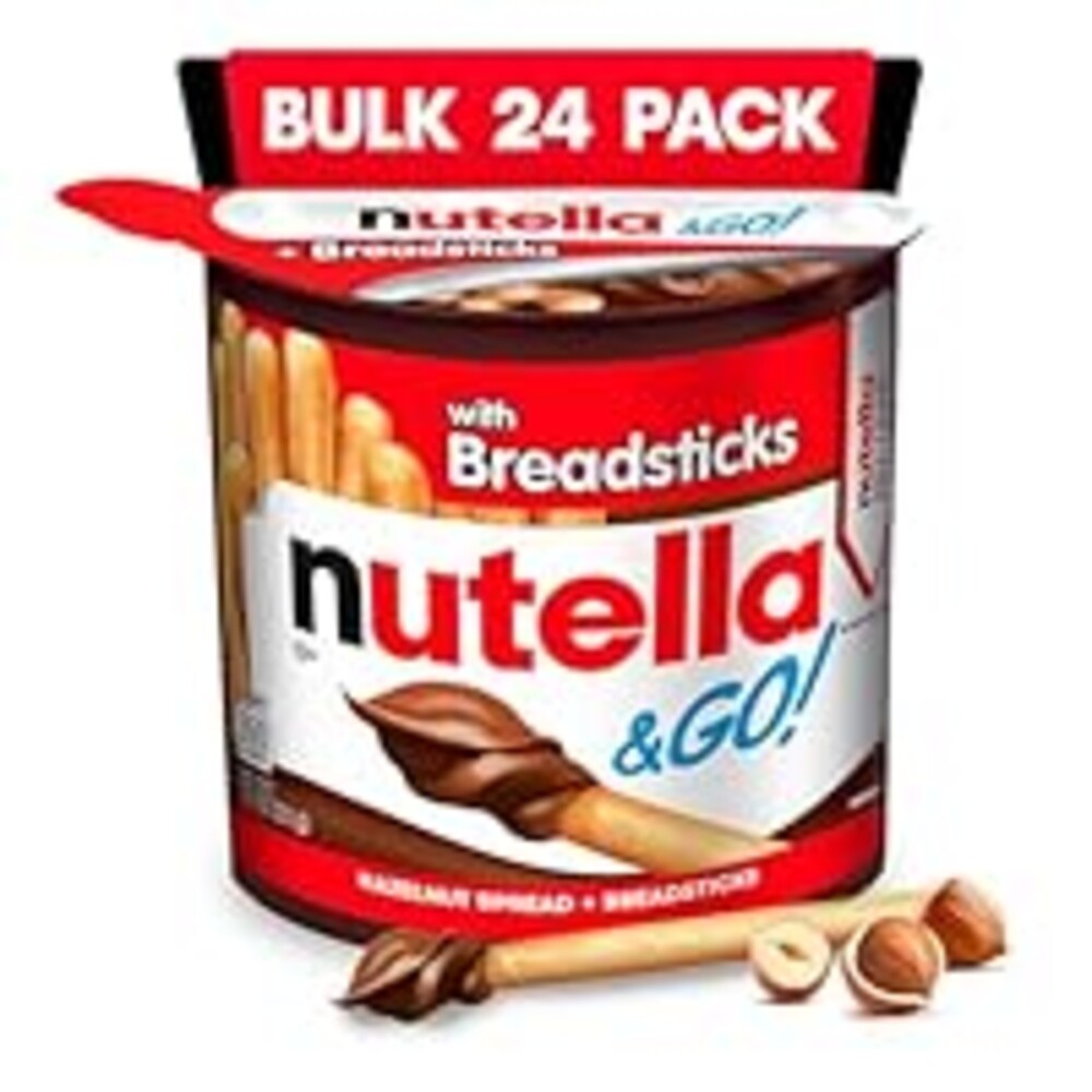Nutella & GO! Chocolate Hazelnut Spread with Cocoa + Breadsticks, 24 Bulk Snack Packs, 1.8 oz Each