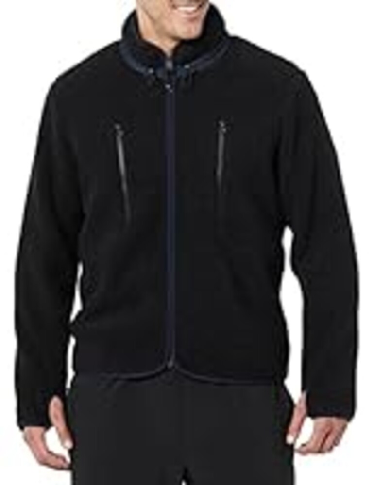 Amazon Essentials Men's Teddy Fleece Full-Zip Jacket, Black, Medium