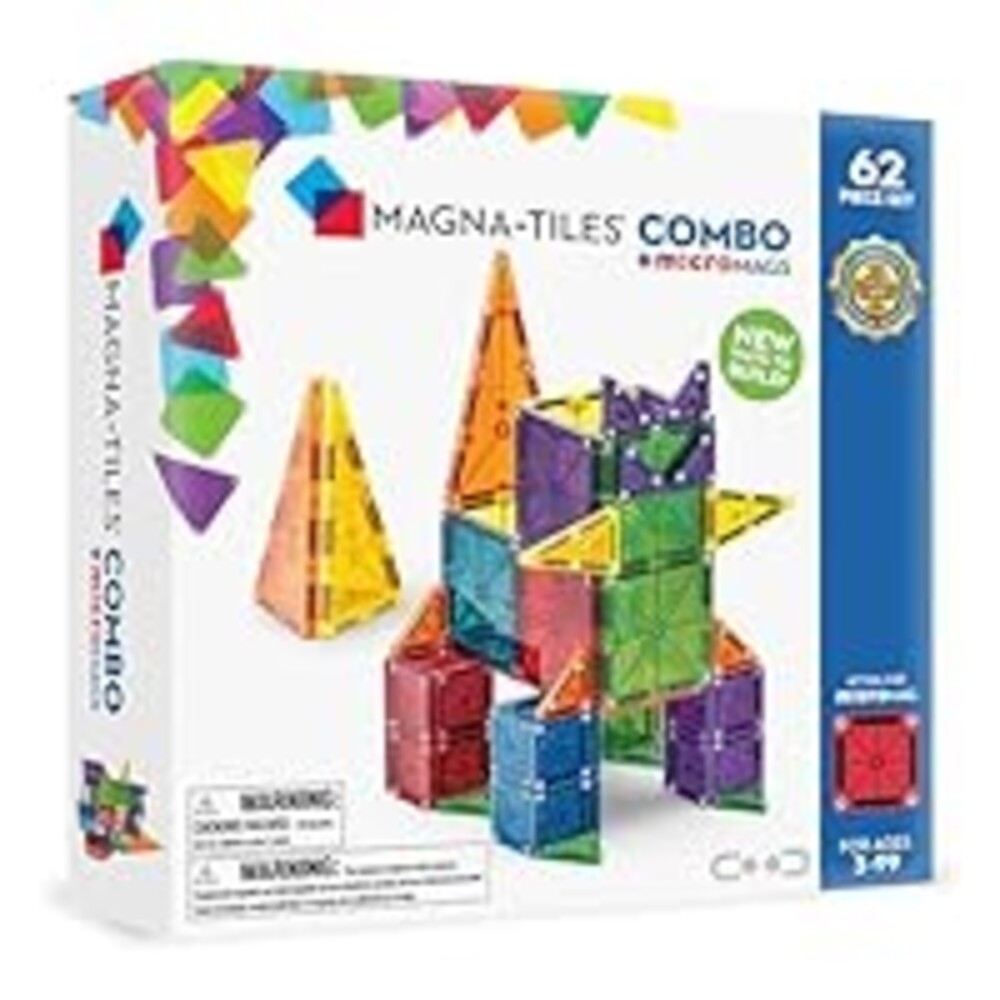 Magna-Tiles Combo 62-Piece Magnetic Construction Set, The Original Magnetic Building Brand