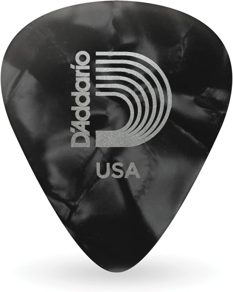D'Addario Accessories Celluloid Guitar Picks - 25 Pack - Guitar Picks for Acoustic Guitar, Electric Guitar, Bass Guitar - Guitar Accessories - Natural Feel, Warm Tone - Black, Medium