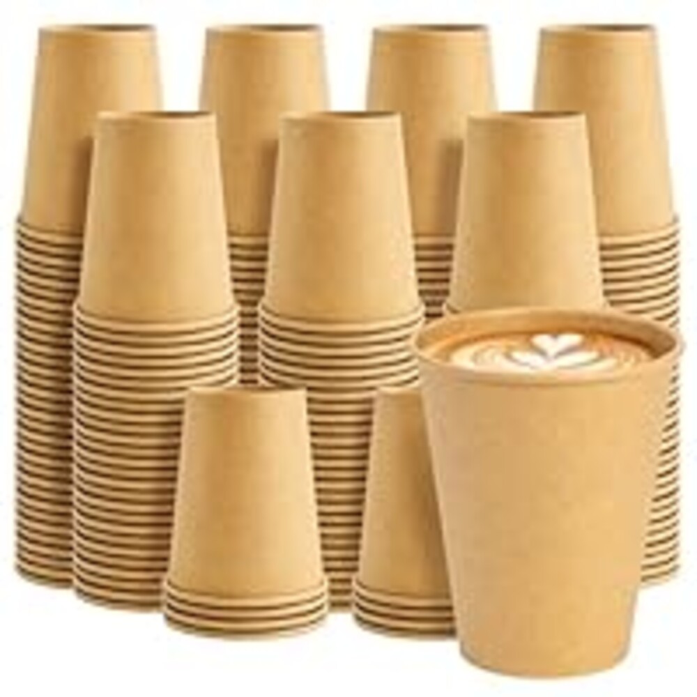 8 OZ 200 Pack Brown Disposable Paper Coffee Cups, Brown Disposable Paper Coffee Cups, Disposable Hot Cups for Coffee, Tea, Cocoa, Water