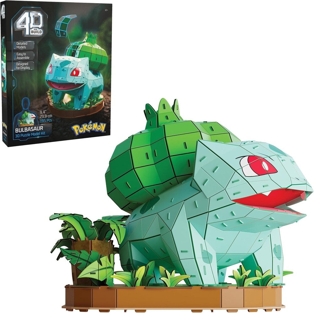 4D Build, Pokémon Bulbasaur 3D Model Kit, Pokémon Figure, Kanto First Partner Collection, Desk Décor, 195 Pieces, Gift Ideas for Ages 12 & Up