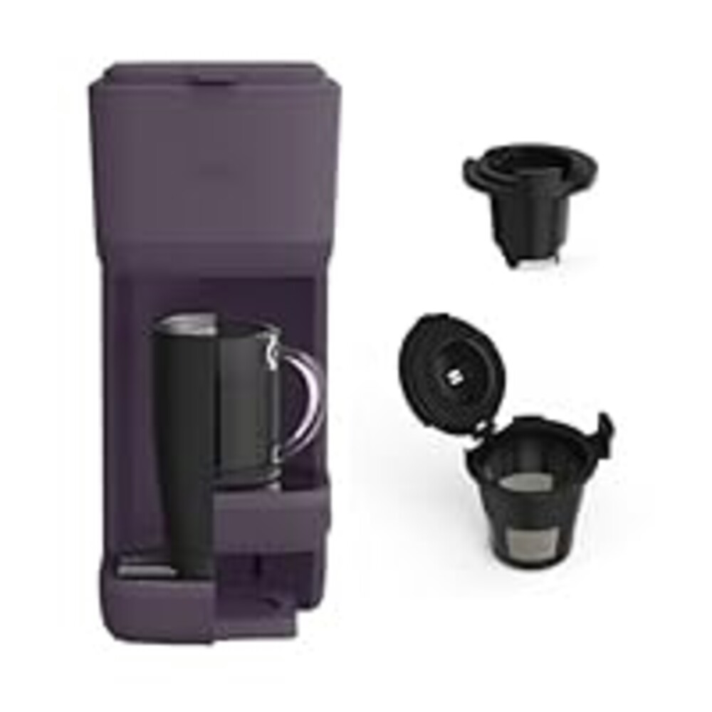 BELLA Single Serve Coffee Maker, K Cup & Coffee Ground Compatible with Removable, Adjustable Drip Tray, Auto Shutoff & Reusable Dishwasher Safe Accessories, Brews 6oz to 14oz, 1000 Watt, Plum