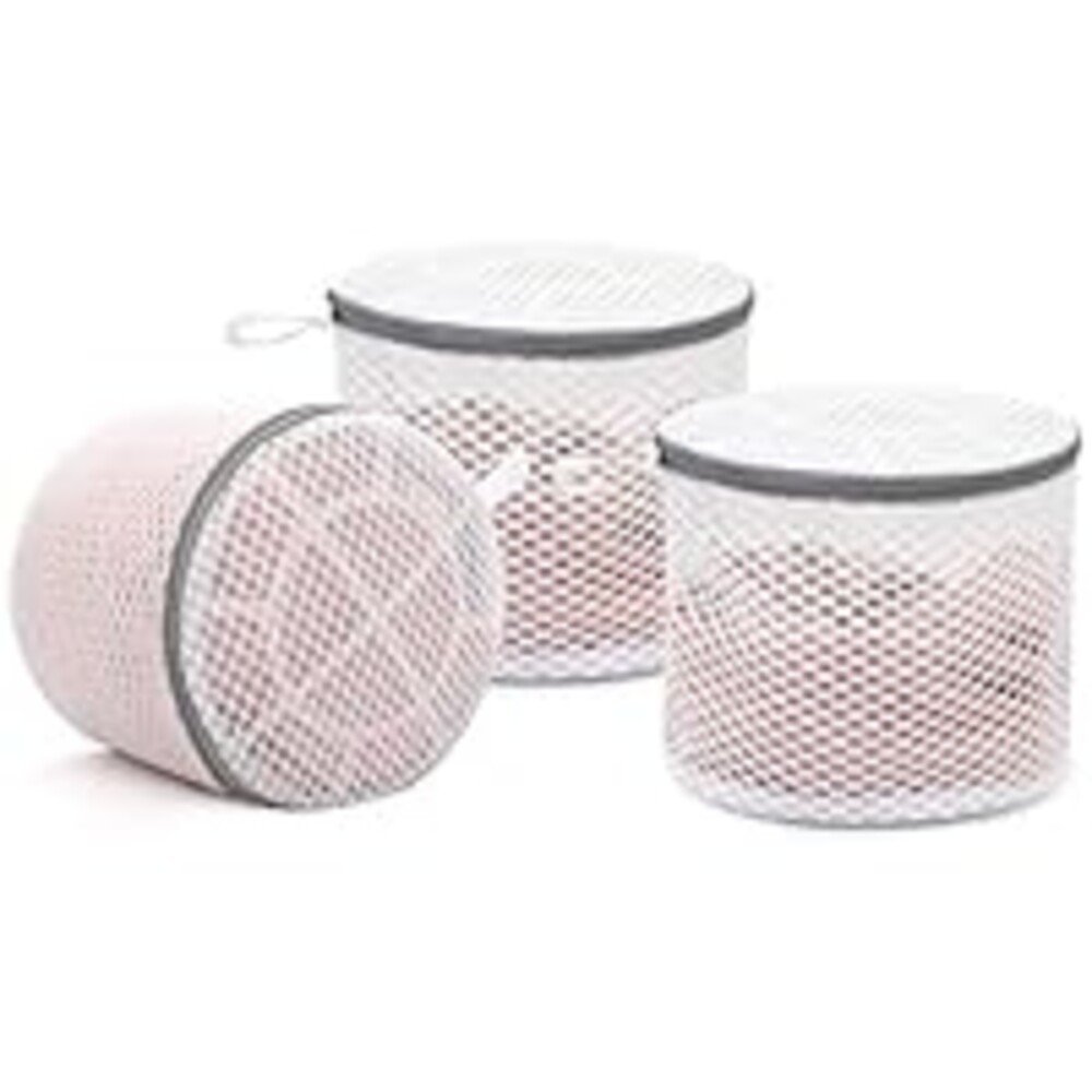 Muchfun 3Pcs Bra Wash Bags, Honeycomb Mesh Laundry Bags for Delicates, Lingerie, Intimates and Underwear 7 x 7 x 6 Inches