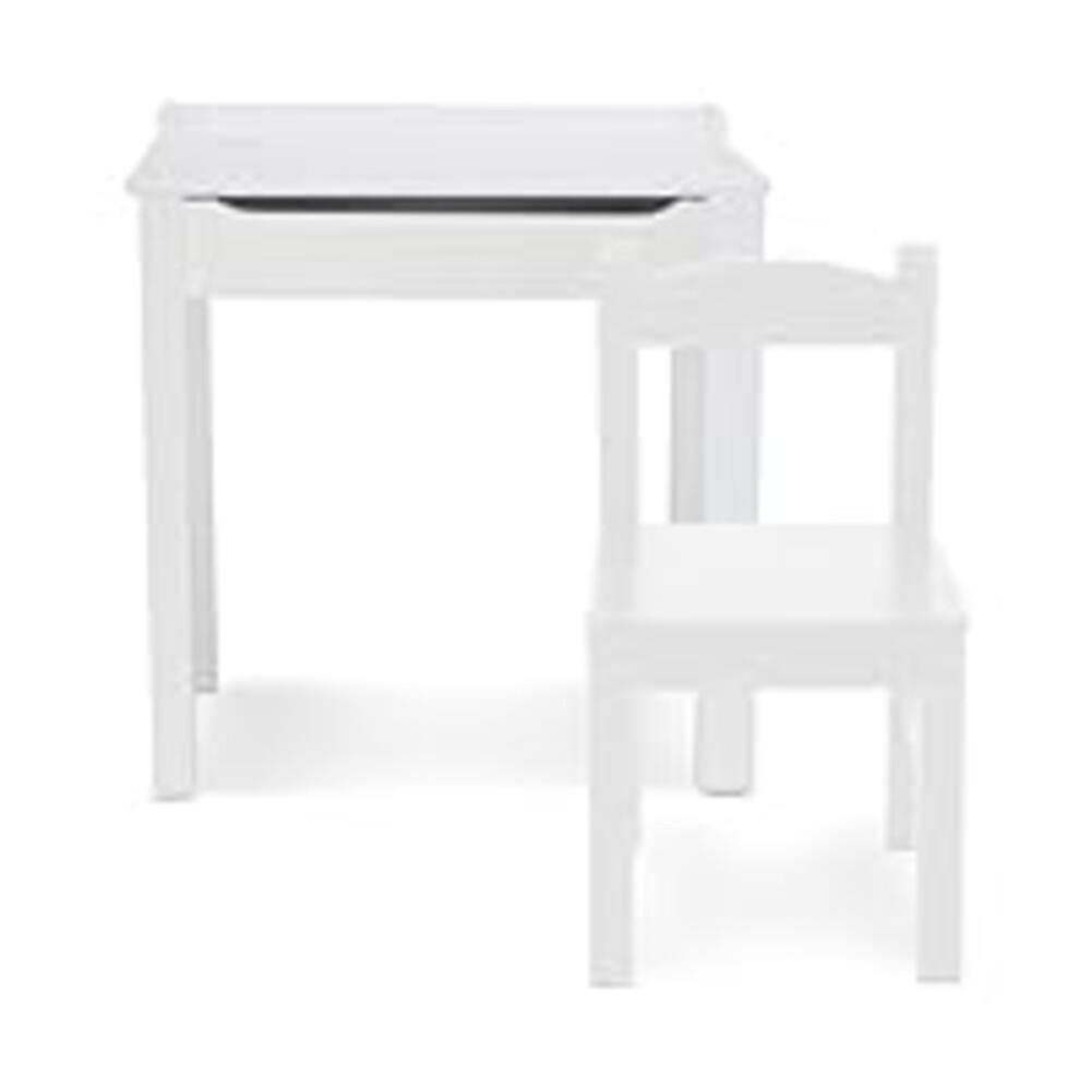 Melissa & Doug Wooden Child's Lift-Top Desk & Chair - White Play Desk and Chair Set for Toddlers and Kids Ages 3+