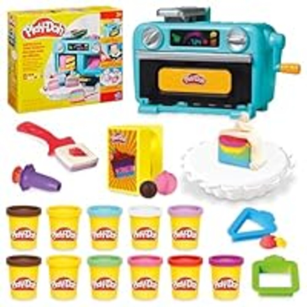 Play-Doh Super Slice Cake Playset, Toy Oven with Play Kitchen Accessories & 11 Modeling Compound Cans, Kids Arts & Crafts, Ages 3+