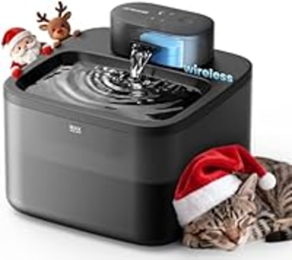 oneisall Wireless Cat Water Fountain: 74oz/2.2L Cordless Pet Water Fountains, 4000mAh Battery Operated Ultra-Quiet Integrated SilentFlow™ Pump for Cats Indoor, Automatic Cat Water Dispenser, BPA-Free