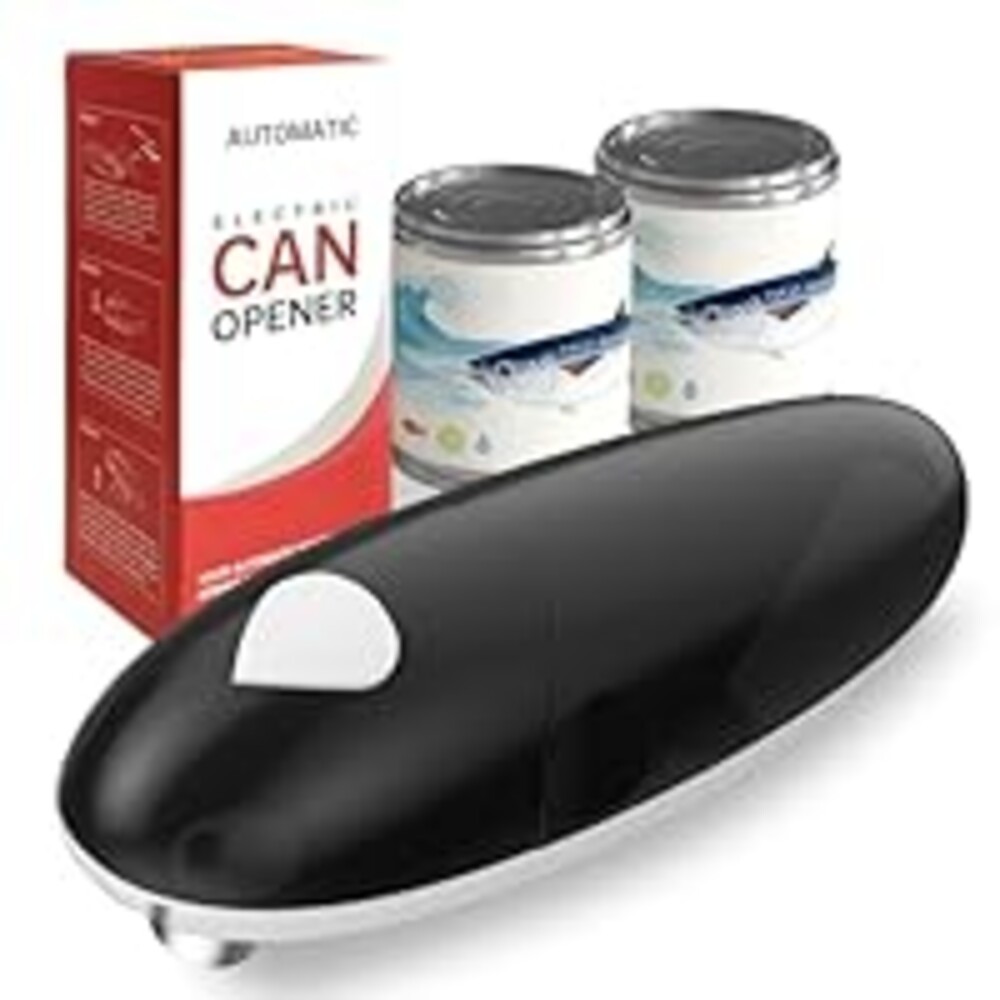 ROLWAY Can Opener, Easy Control Electric Can Opener with Non-Slip Design, Safe and Efficient Can Opener for Seniors, Smooth Edge, Hands Free for Home or Travel, Black