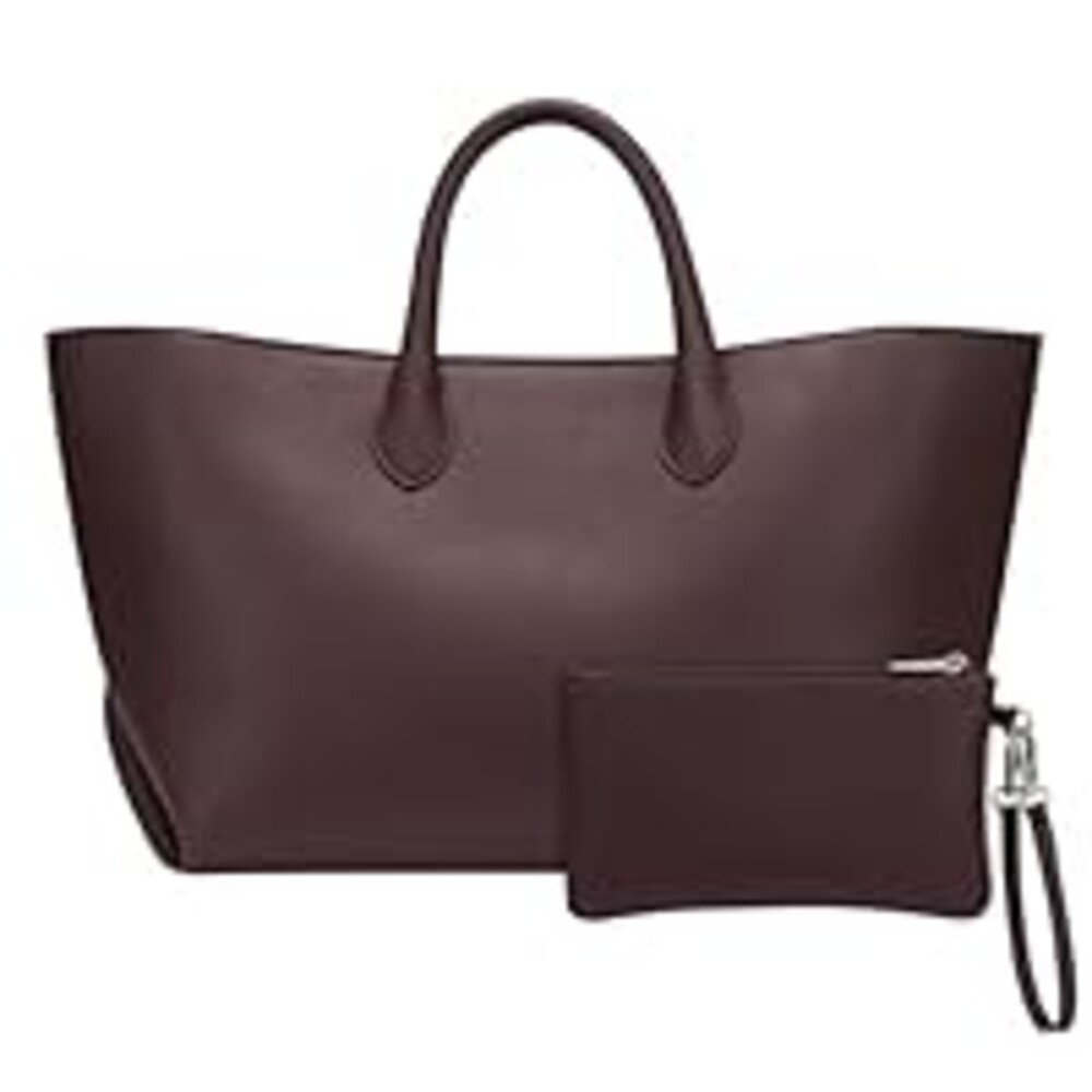 CHUNLI Leather Tote Bag for Women, Large Top-handle Handbags with Detachable Pocket for Work Travel Events Casual