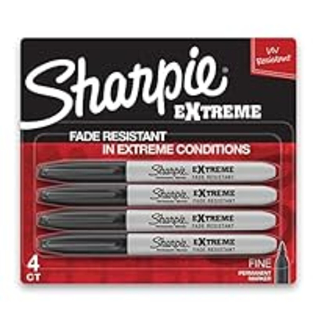 Sharpie Extreme Permanent Markers, Fine Point, Black, 4 Count - Fade Resistant Against Both Wet and Dry Outdoor Elements