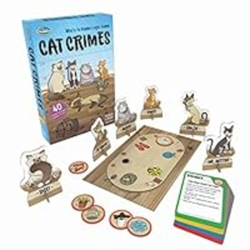 Think Fun Cat Crimes Brain Game and Brainteaser for Boys and Girls Age 8 and Up - A Smart Game with a Fun Theme and Hilarious Artwork, (1550)