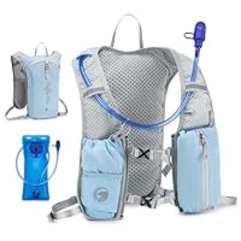KSIBNW 1.5L Lightweight Running Backpack Outdoor Sports Trail Hiking Fitness Bag Hydration Vest Pack, Blue