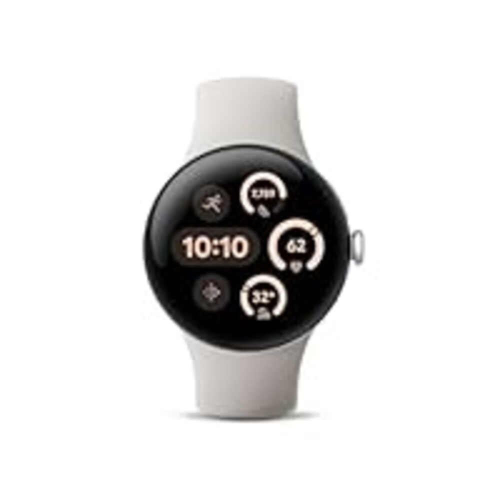 Google Pixel Watch 3 (41mm) 2024 Model - Android Smartwatch, Heart Rate Tracking, Fitbit Advanced Running, Fitness Insights, 24-Hour Battery - Polished Silver Aluminum Case - Porcelain Band - Wi-Fi