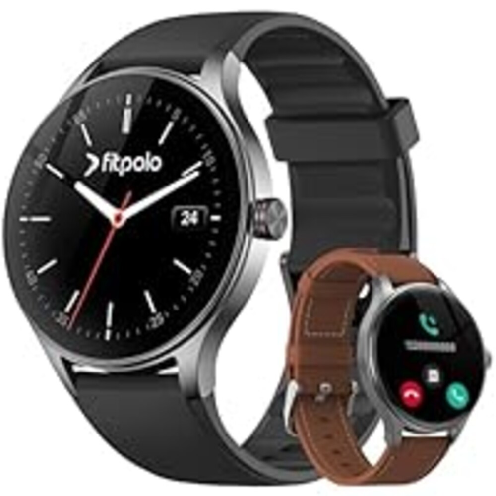 Smart Watches for Men/Women (2 Bands), 1.27" Round Smartwatch Fitness Tracker with Bluetooth Calls (Make/Answer), Heart Rate/SpO2/Sleep Monitor, 7 Days Battery, IP68 Waterproof - Upgrade