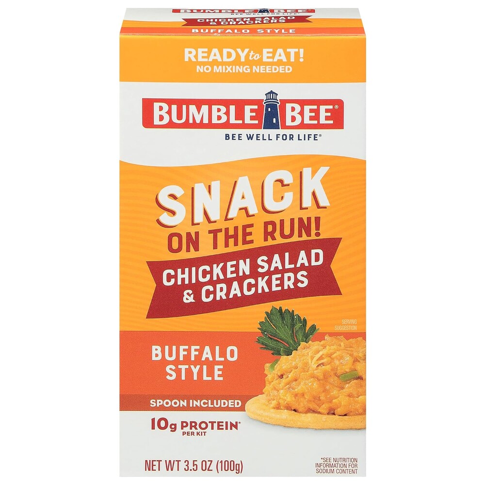 Bumble Bee Snack On The Run! Protein Snack Pack - Buffalo Chicken Salad with Crackers - 10g Protein per Box - Ready to Eat Easy-Open Canned Chicken Salad (Pack of 1)
